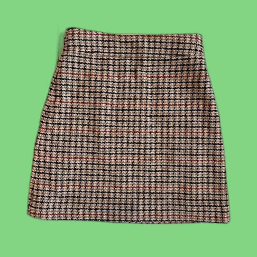 NWT J.Crew Plaid Wool Blend Mini Skirt Size 00